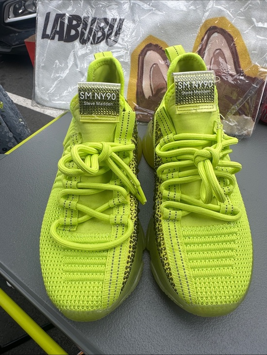 Steve Madden Shoes - Steve Madden Kids Neon Lime Knit Lace-Up Sneakers
